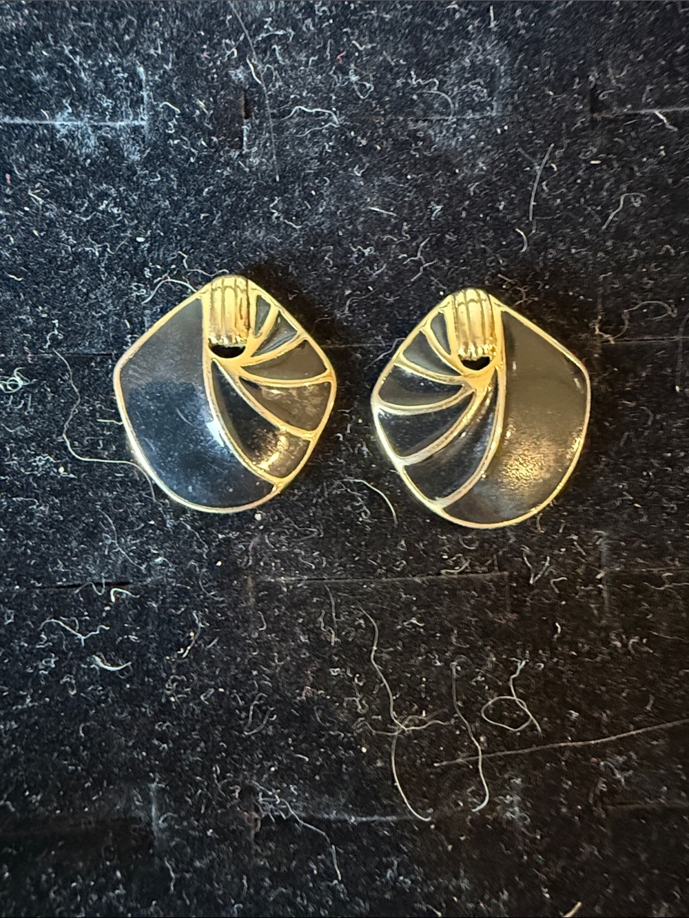 Trifari Gold and Black vintage Earrings